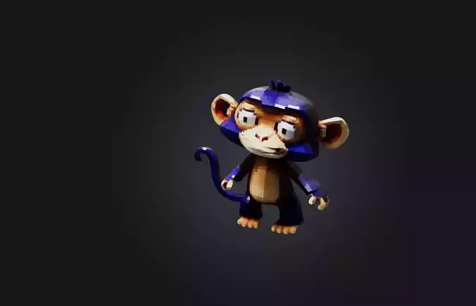 Voxel Monkey Low-poly 3D model