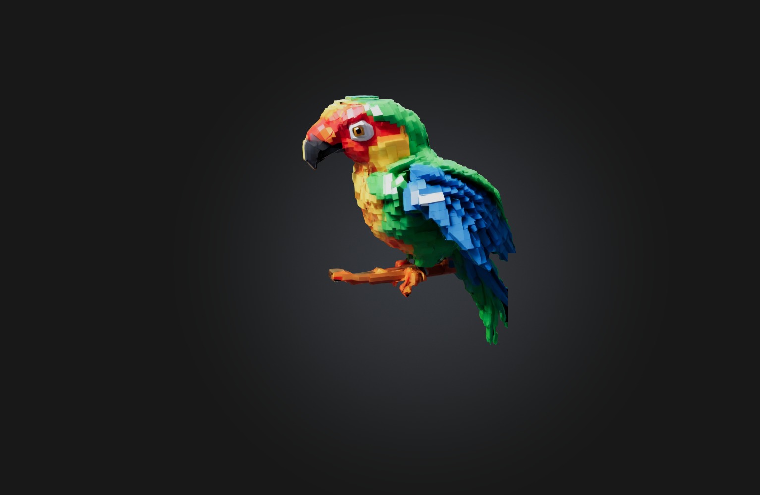 Voxel Parrot Low-poly 3D model_3