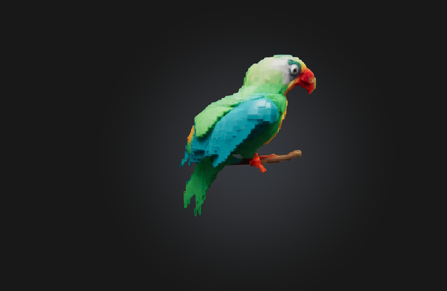 Voxel Parrot Low-poly 3D model_6