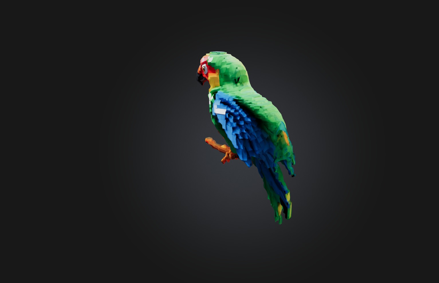 Voxel Parrot Low-poly 3D model_2