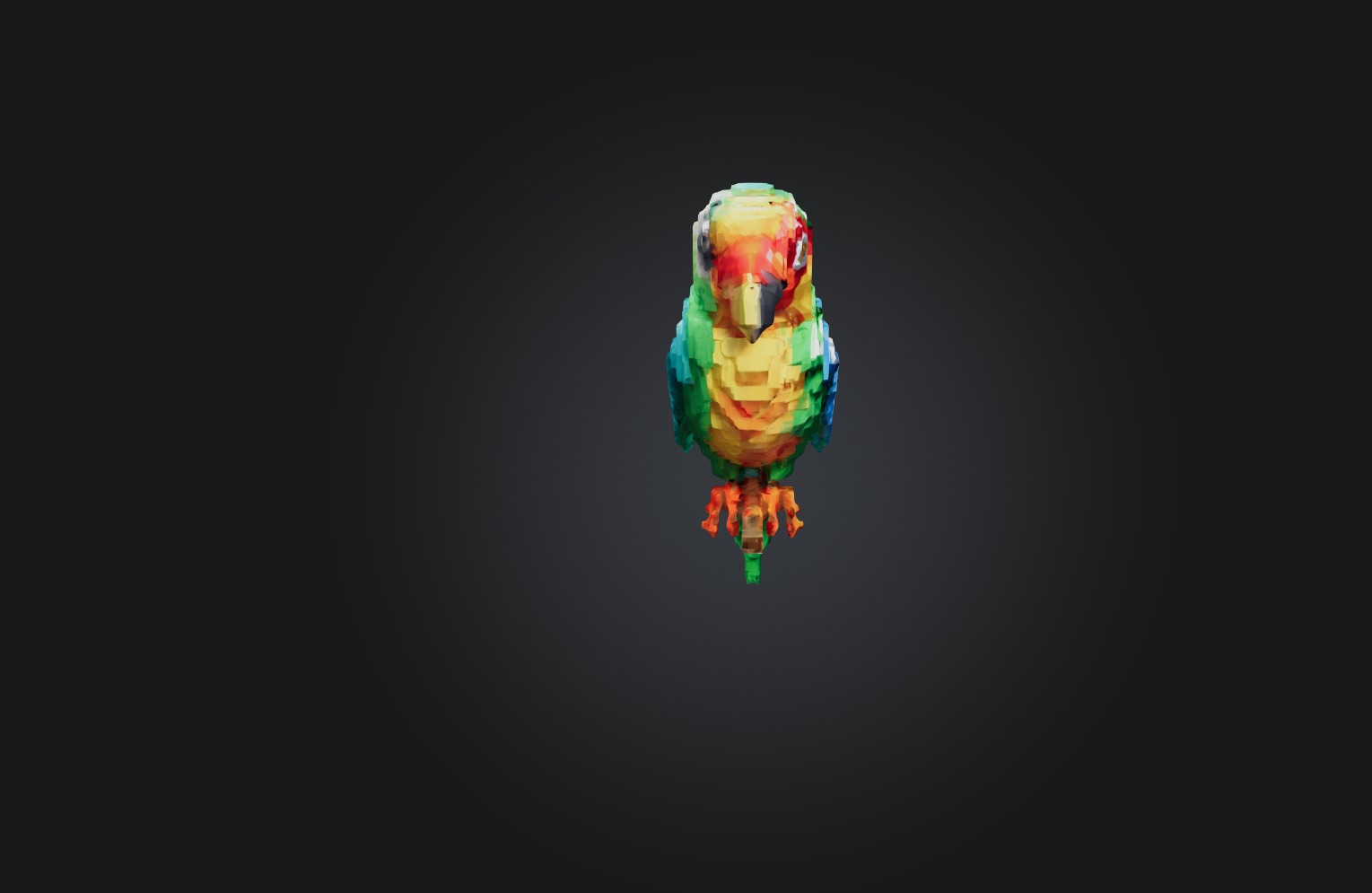Voxel Parrot Low-poly 3D model_4