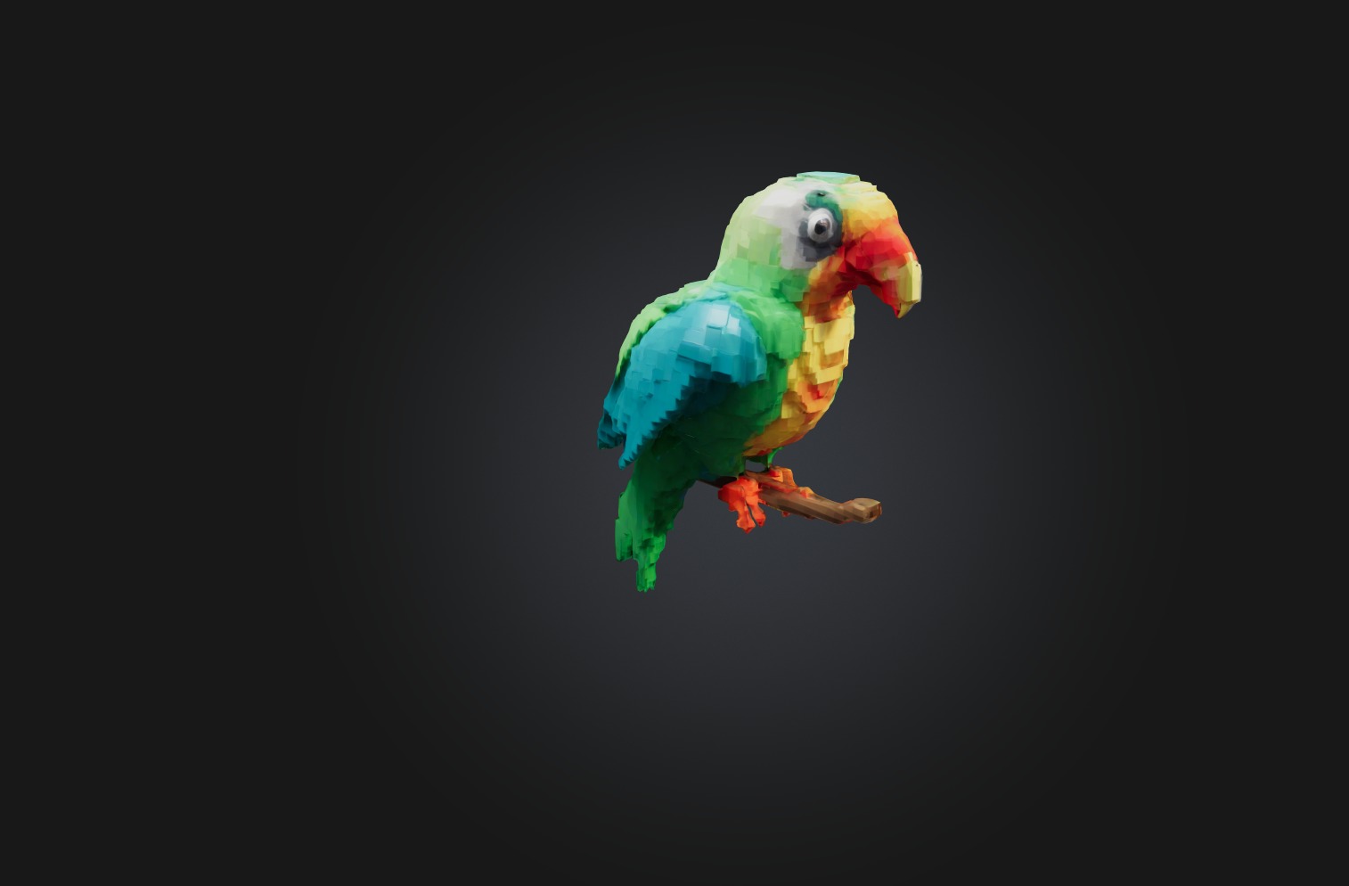 Voxel Parrot Low-poly 3D model_5