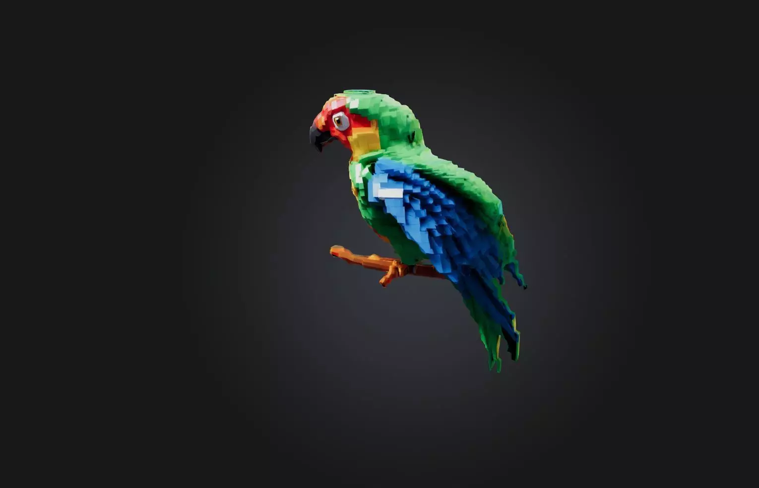 Voxel Parrot Low-poly 3D model_0