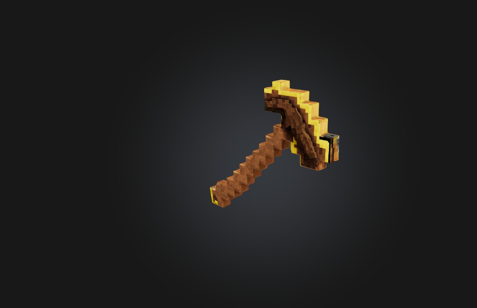 Voxel Pickaxe Low-poly 3D model_2