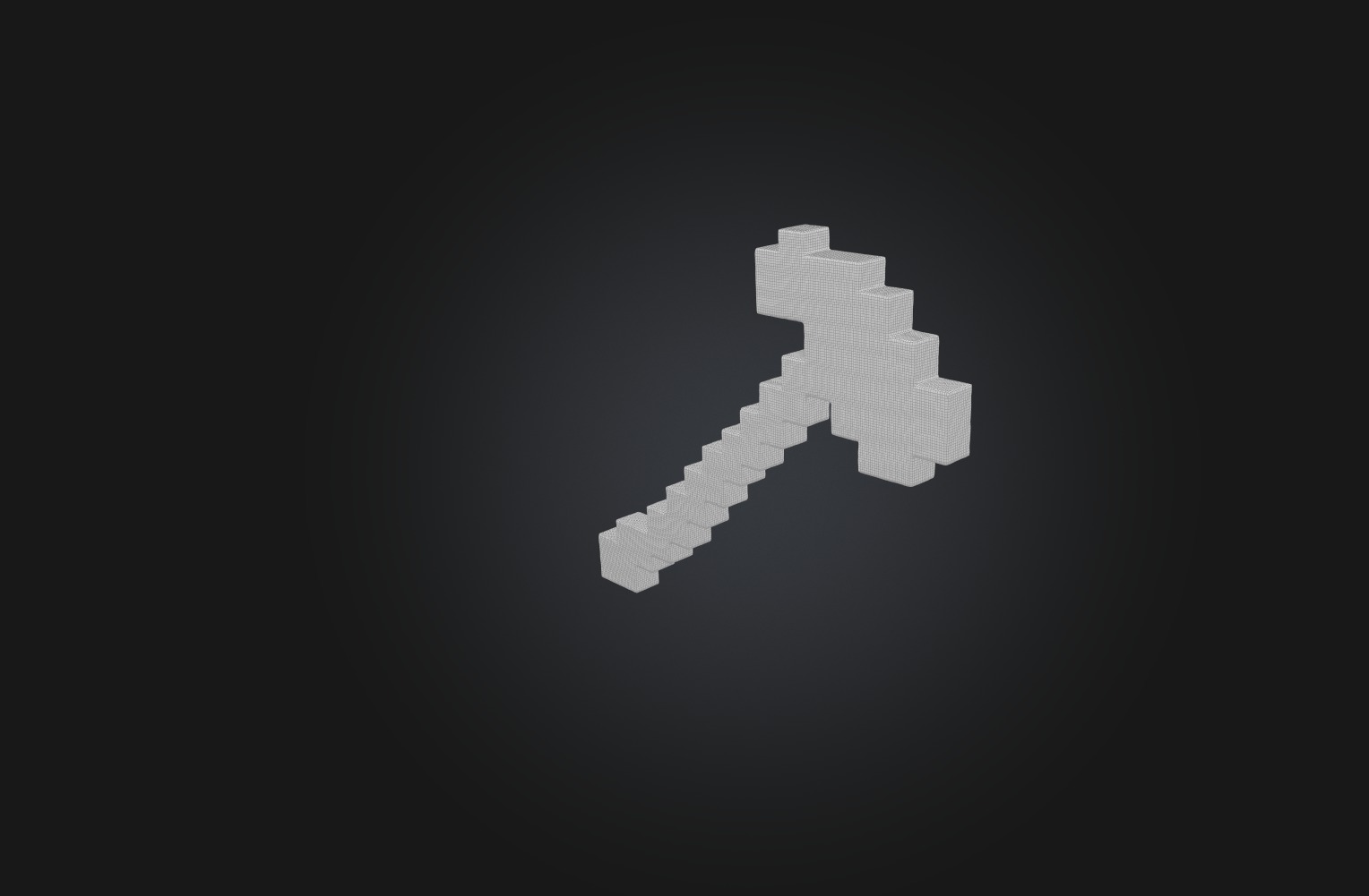 Voxel Pickaxe Low-poly 3D model_1
