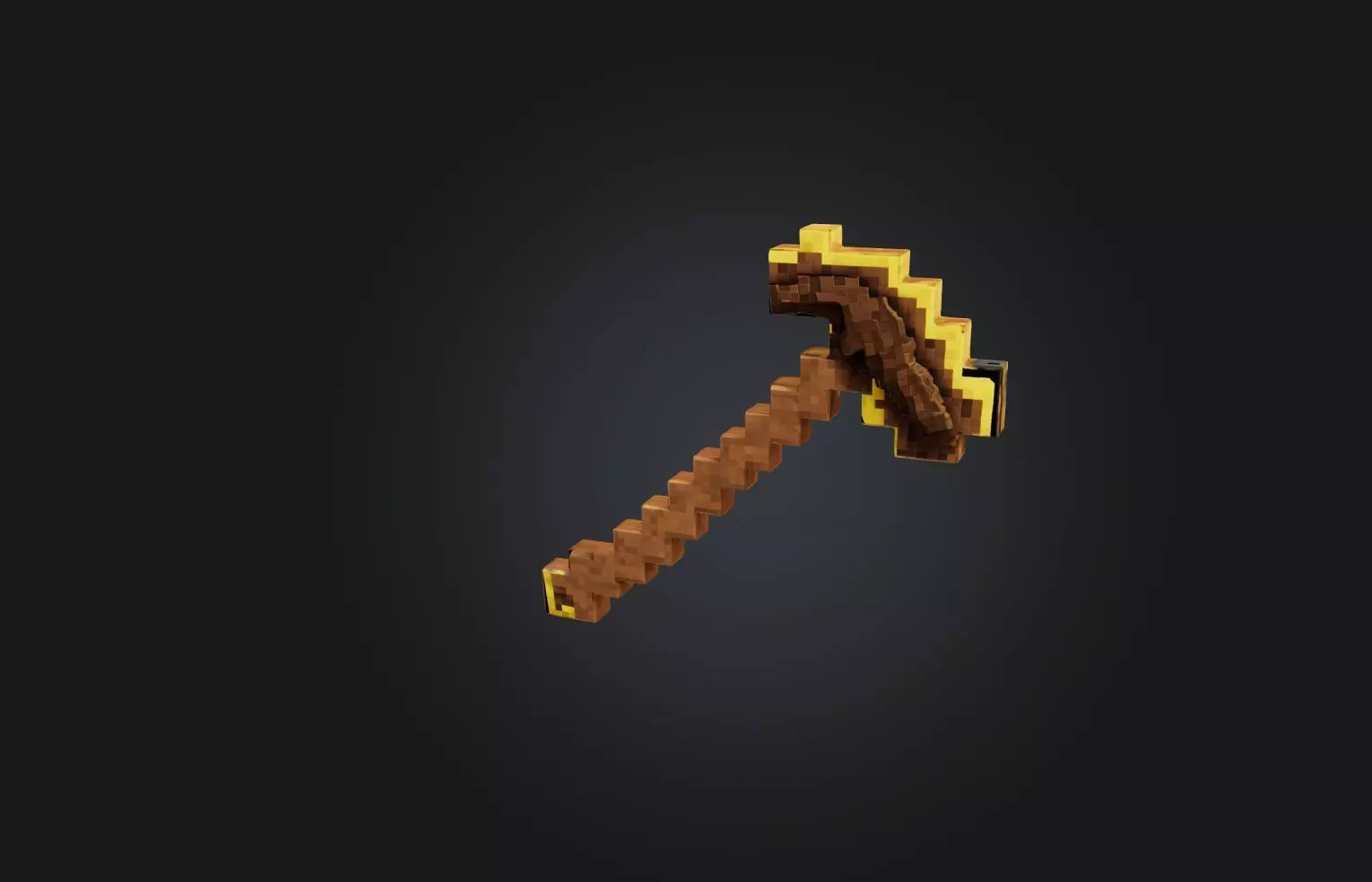 Voxel Pickaxe Low-poly 3D model_0