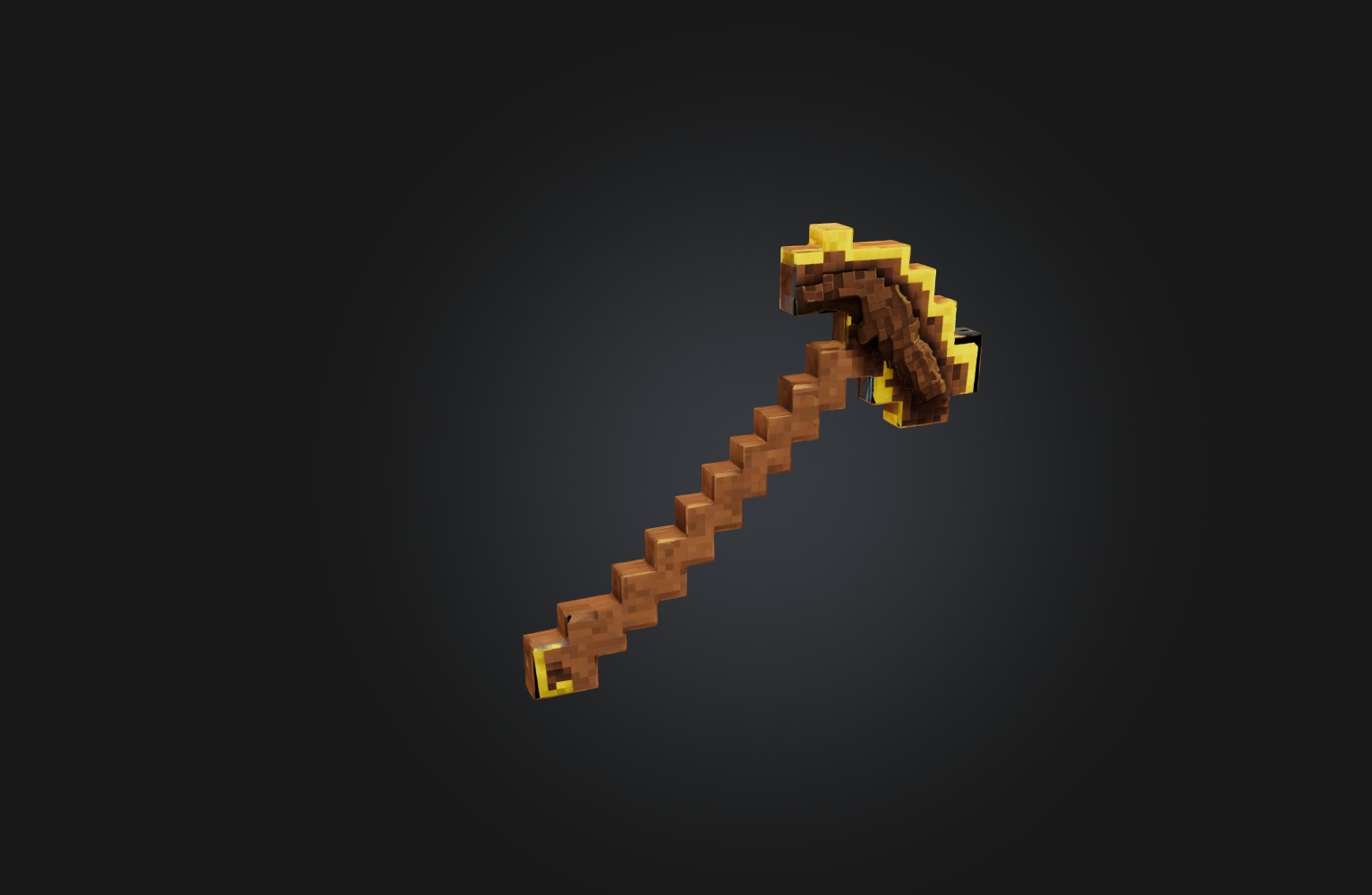 Voxel Pickaxe Low-poly 3D model_3