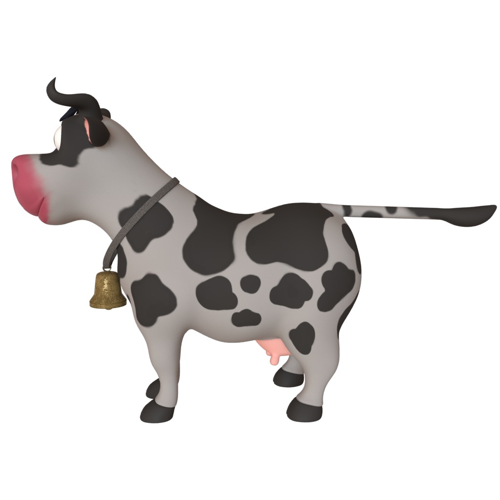 3D lowpoly cartoon cow rig Low-poly 3D model_7