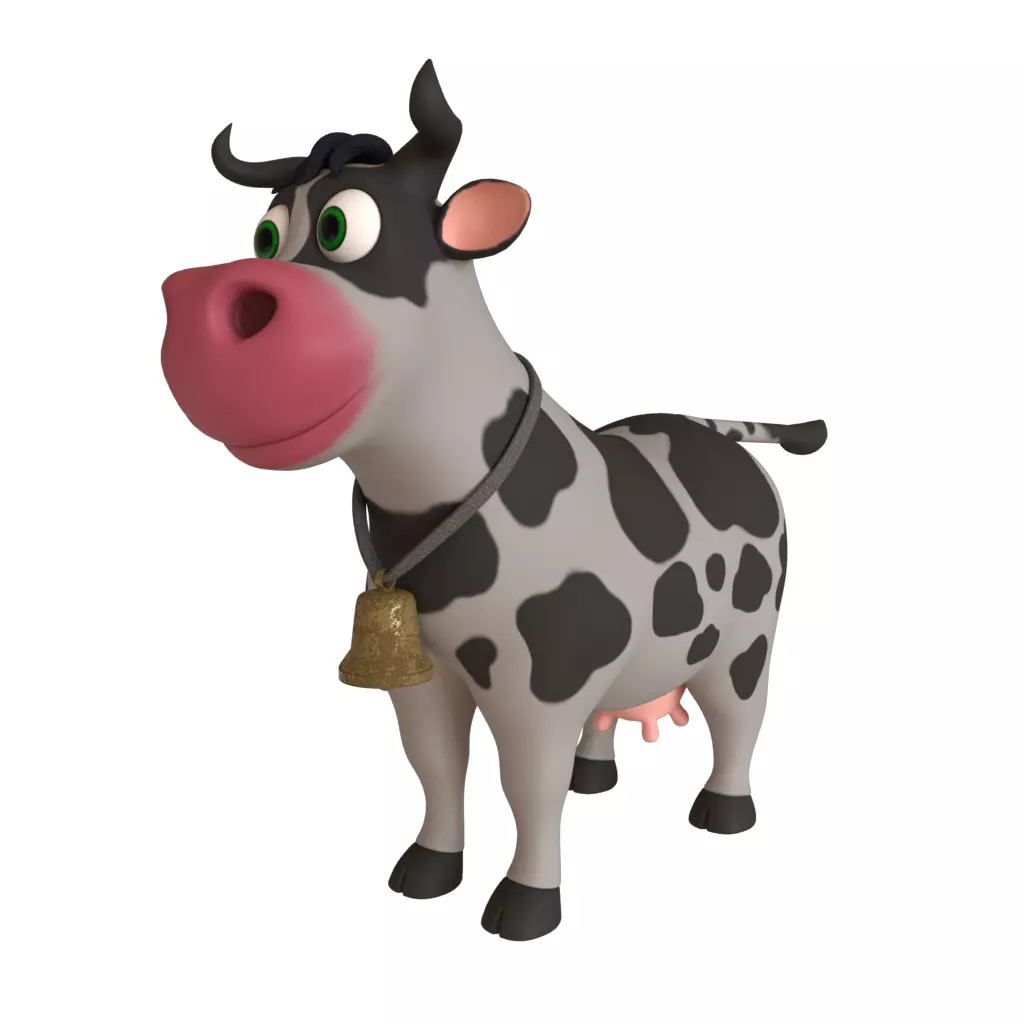 3D lowpoly cartoon cow rig Low-poly 3D model_0