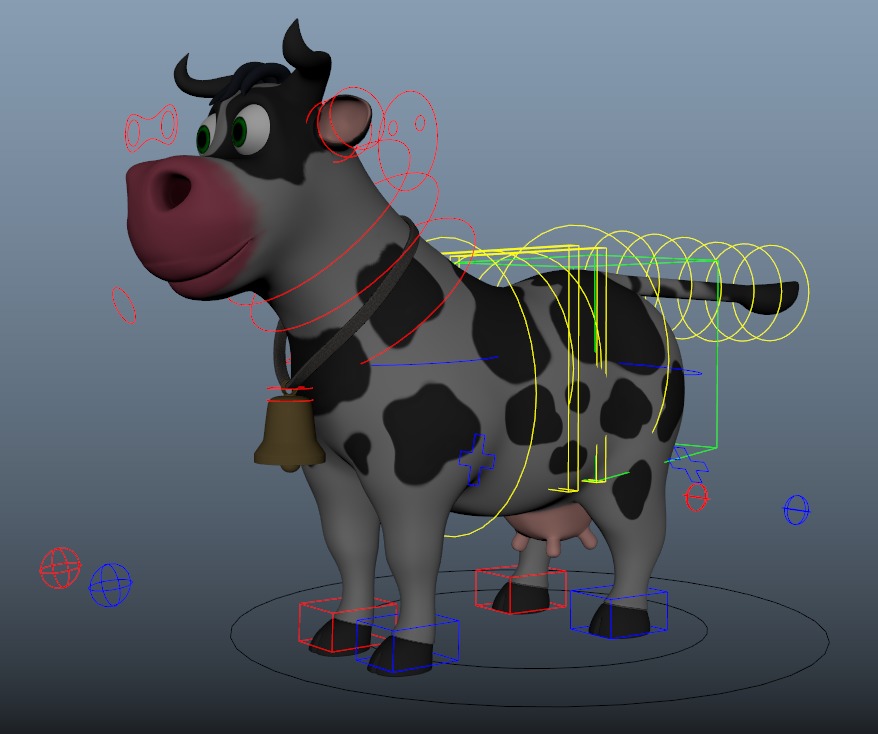 3D lowpoly cartoon cow rig Low-poly 3D model_3
