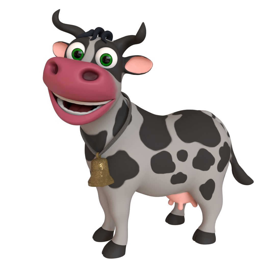 3D lowpoly cartoon cow rig Low-poly 3D model_6