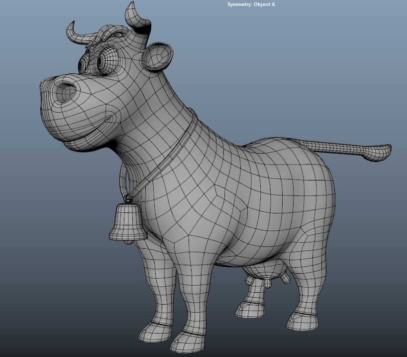3D lowpoly cartoon cow rig Low-poly 3D model_4