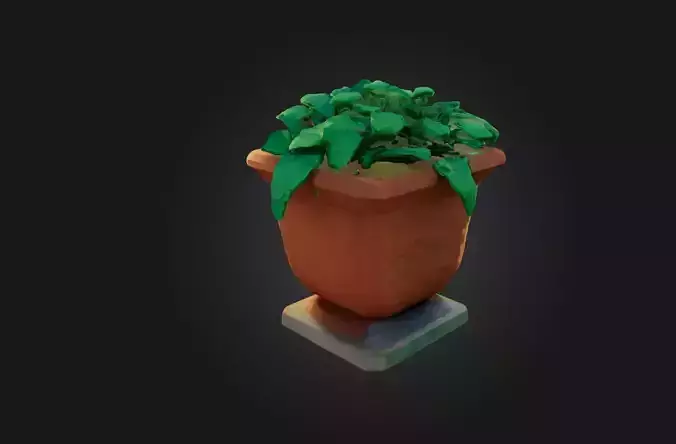 Voxel Pot Low-poly 3D model
