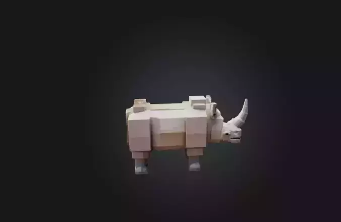Voxel Rhino Low-poly 3D model