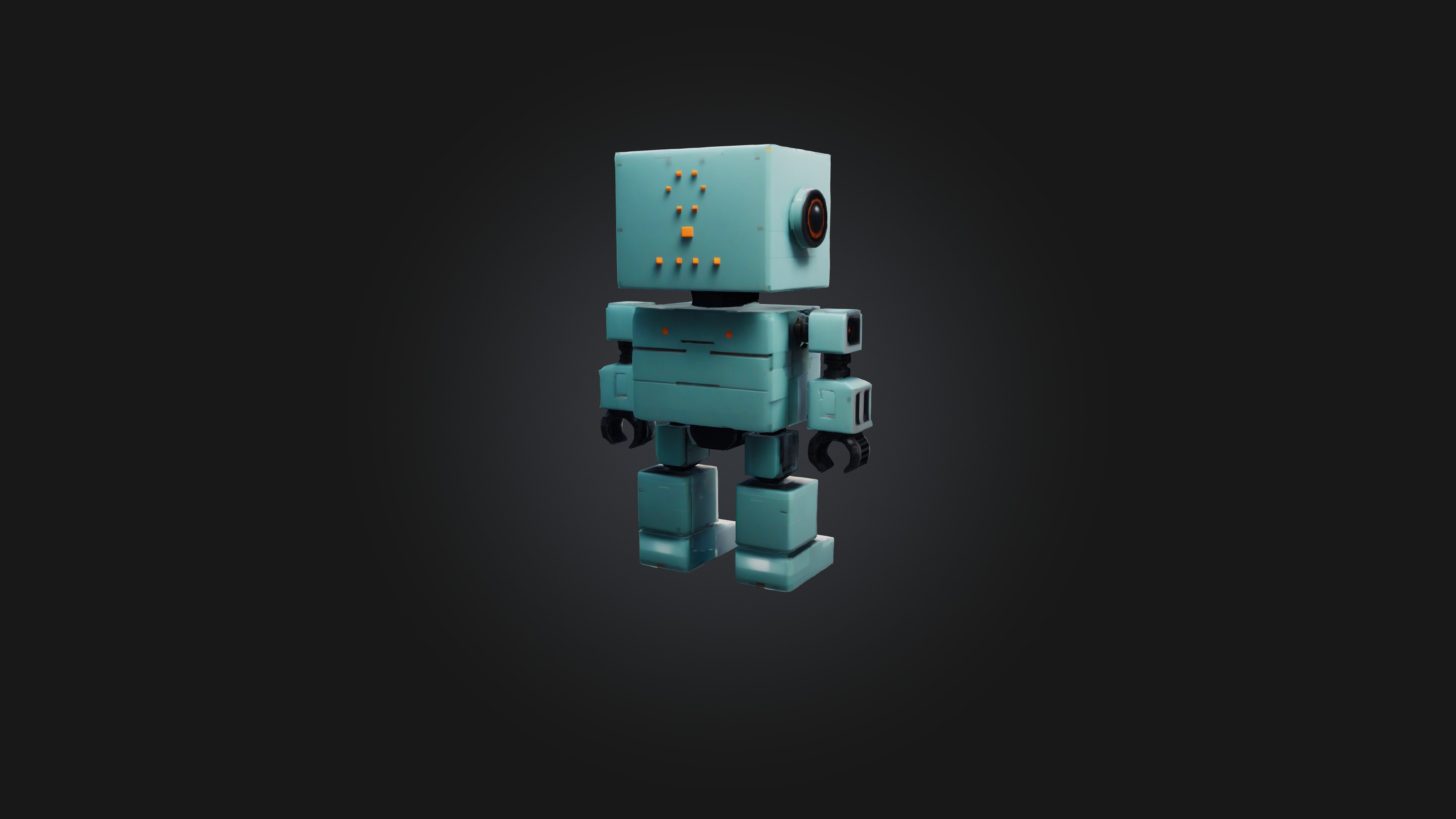 Voxel Robot Low-poly 3D model_4