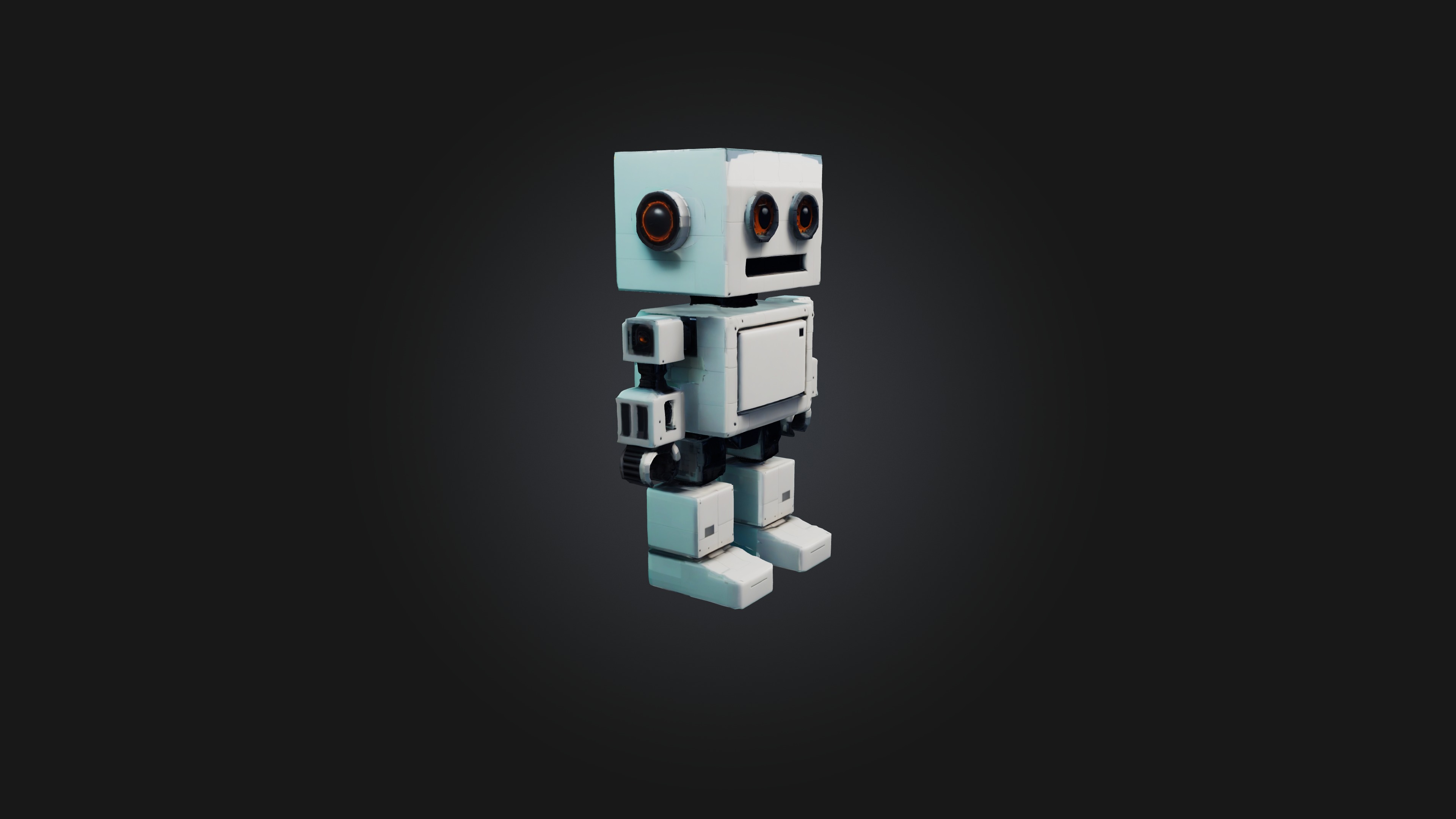 Voxel Robot Low-poly 3D model_3