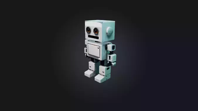 Voxel Robot Low-poly 3D model