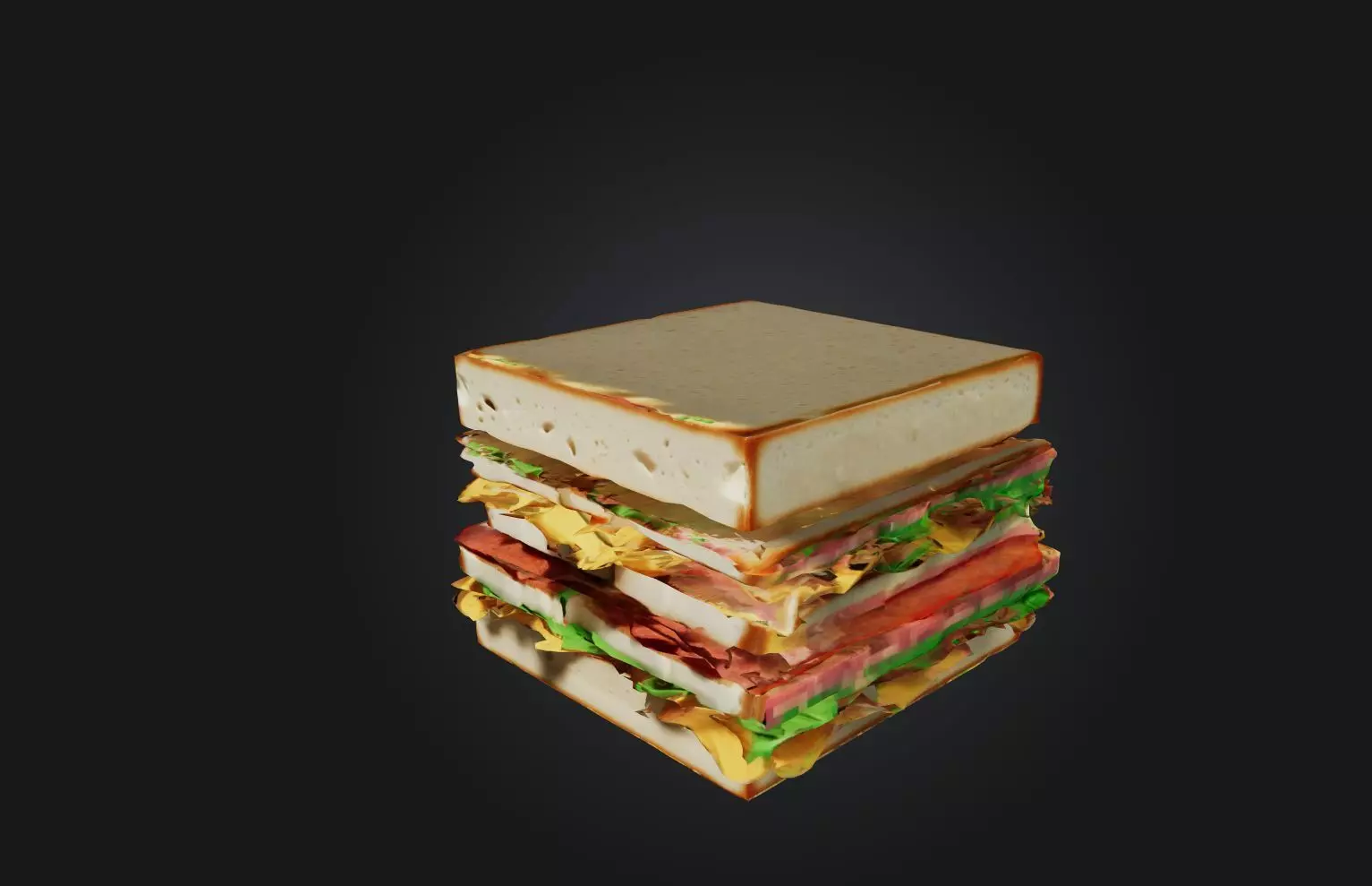 Voxel Sandwich Low-poly 3D model_0