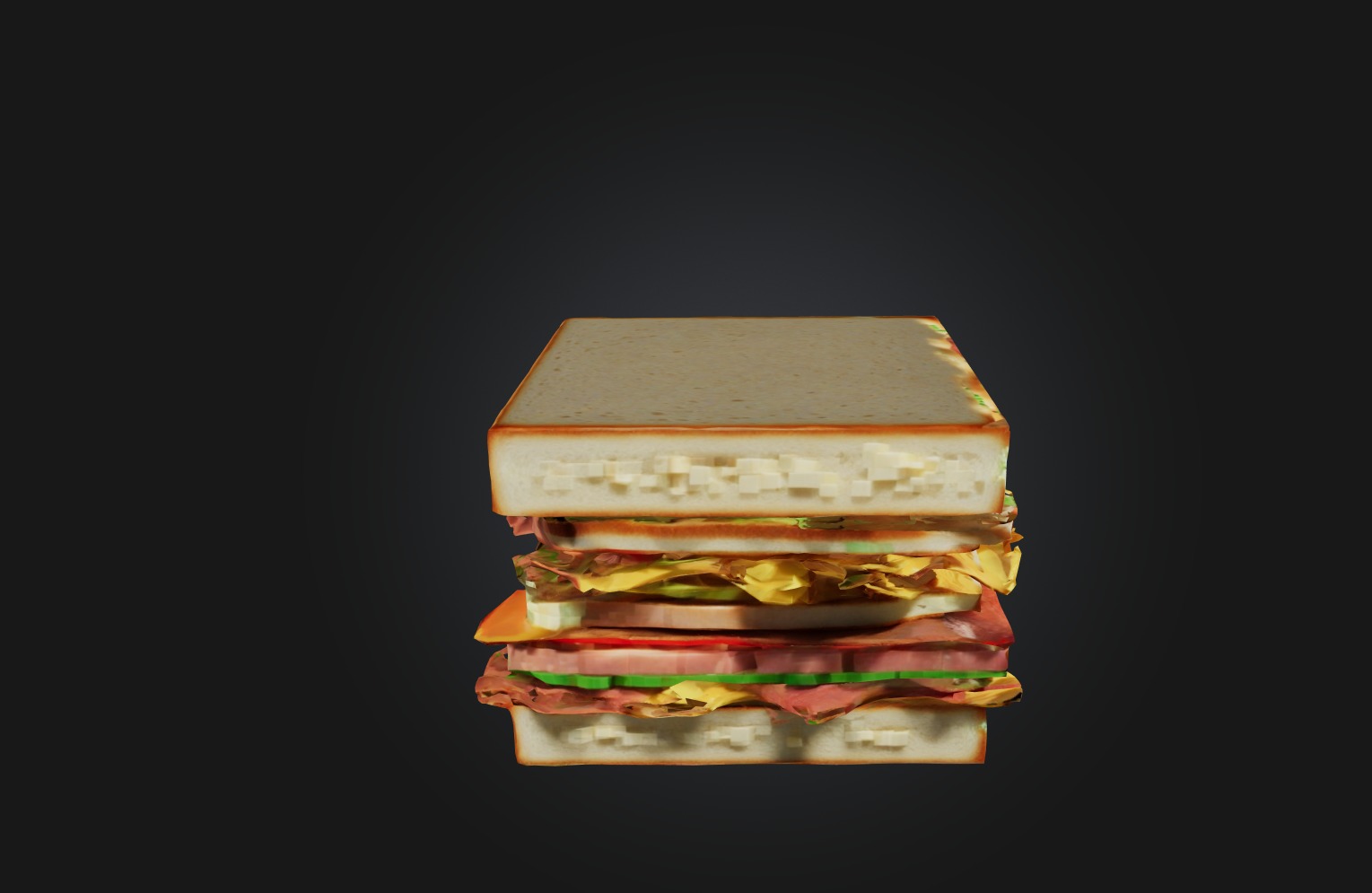 Voxel Sandwich Low-poly 3D model_4