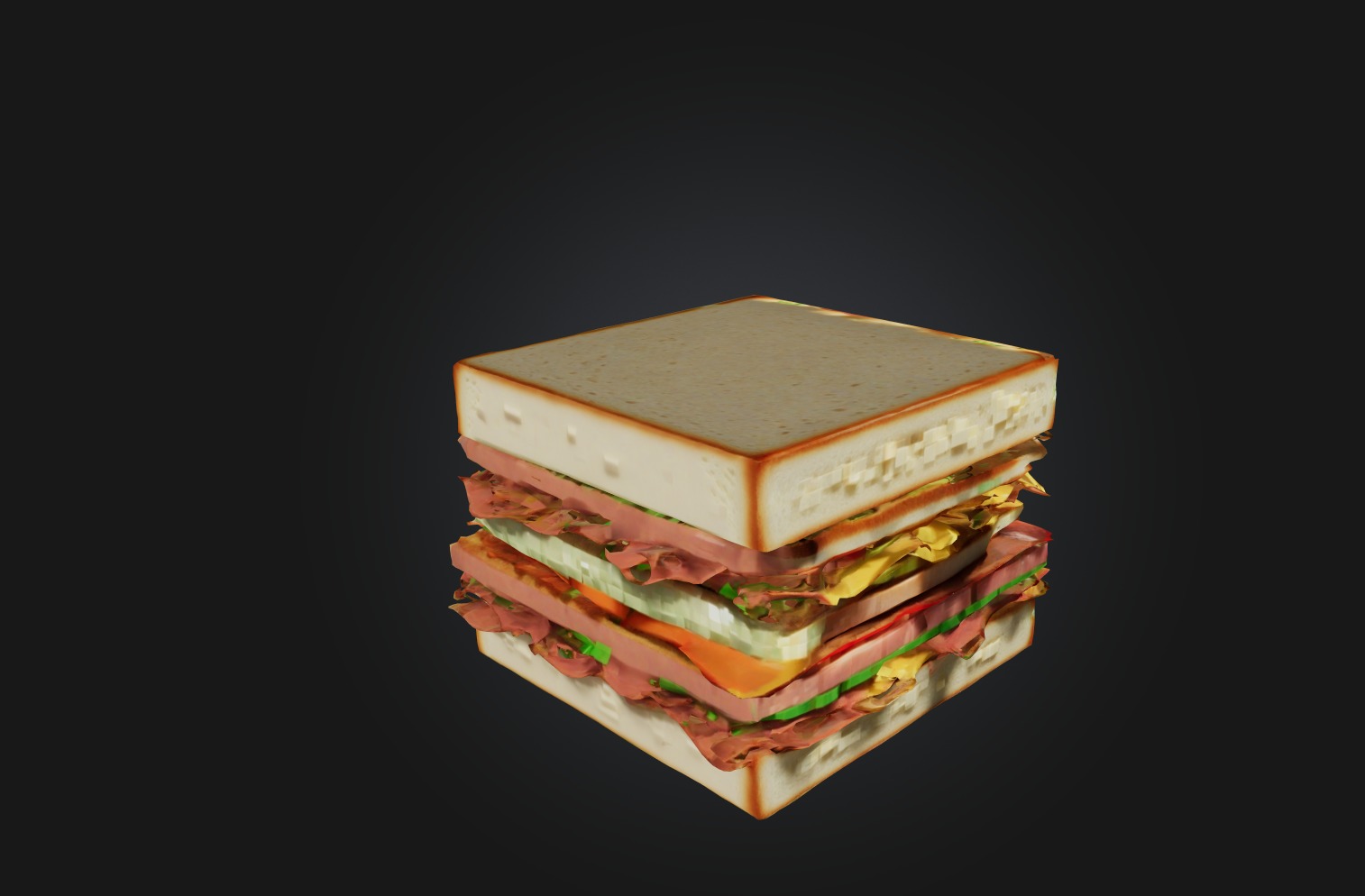 Voxel Sandwich Low-poly 3D model_5