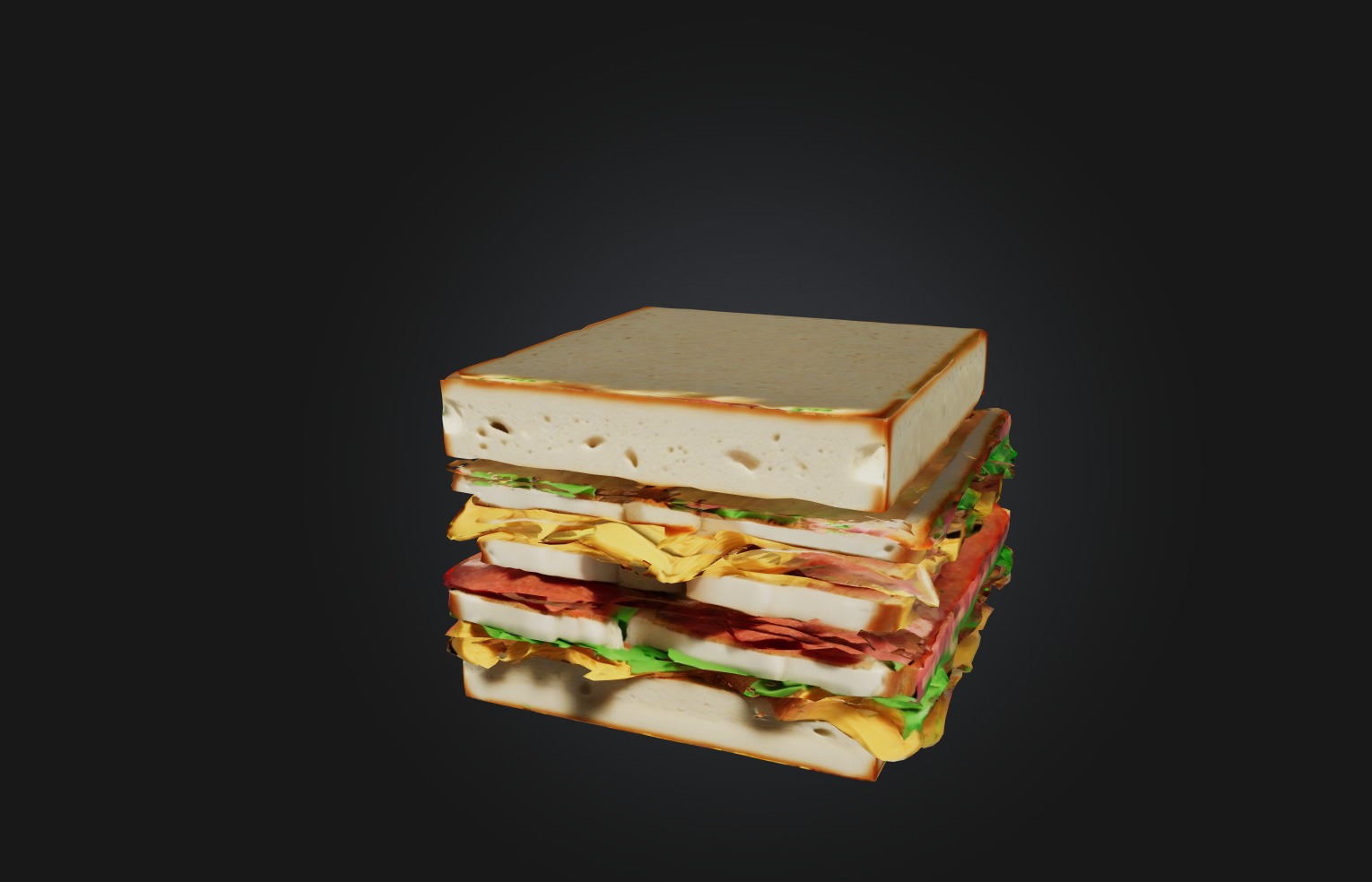 Voxel Sandwich Low-poly 3D model_2