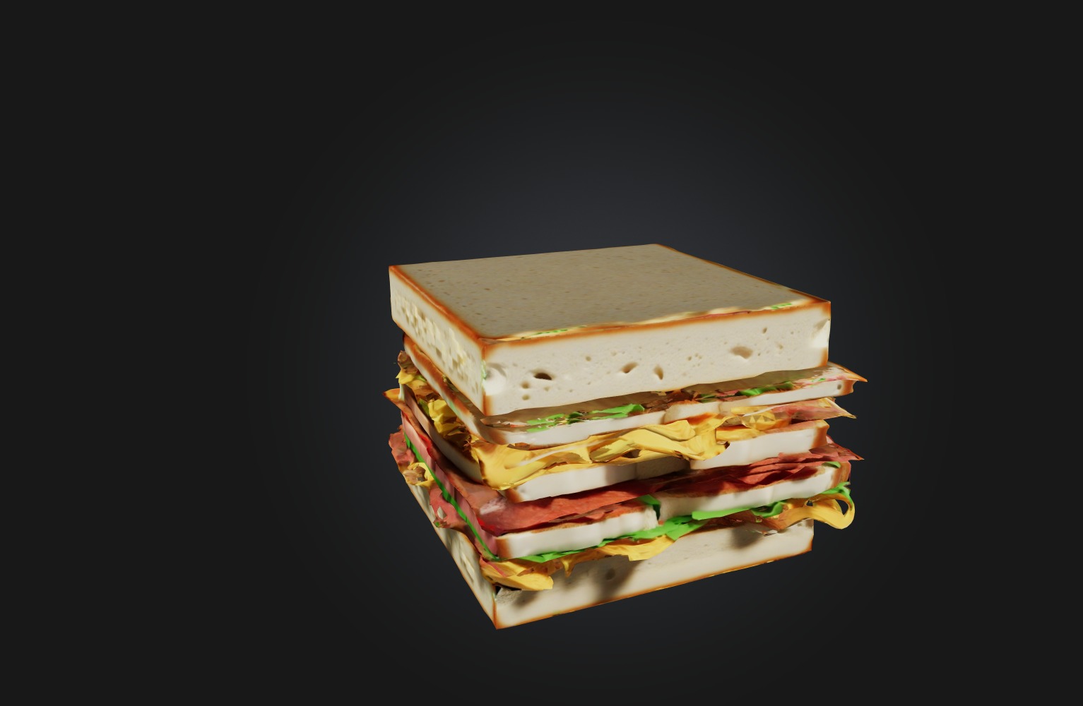 Voxel Sandwich Low-poly 3D model_3