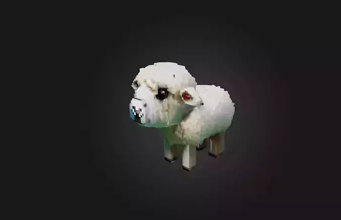 Voxel Sheep Low-poly 3D model