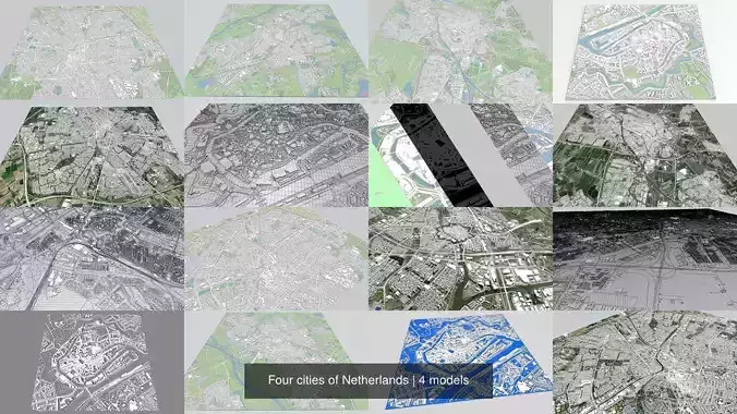 Four cities of Netherlands 3D Model Collection