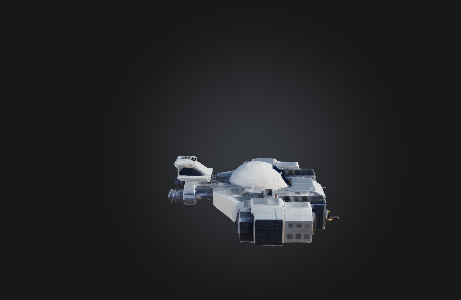 Voxel Spaceship Low-poly 3D model_5