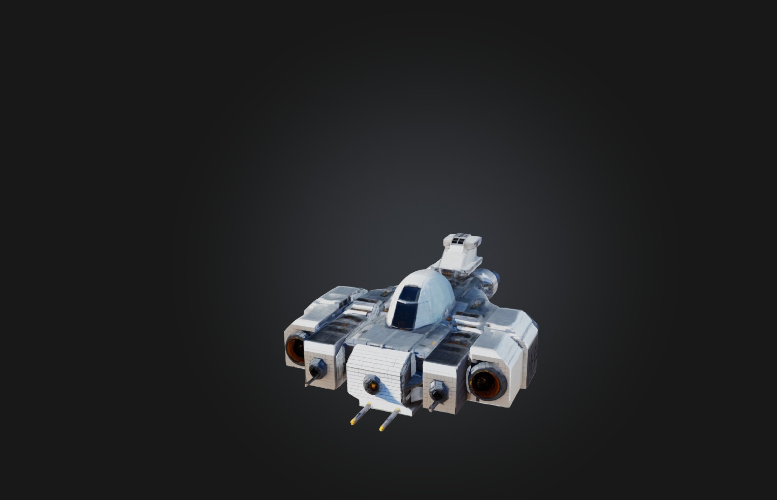 Voxel Spaceship Low-poly 3D model_3