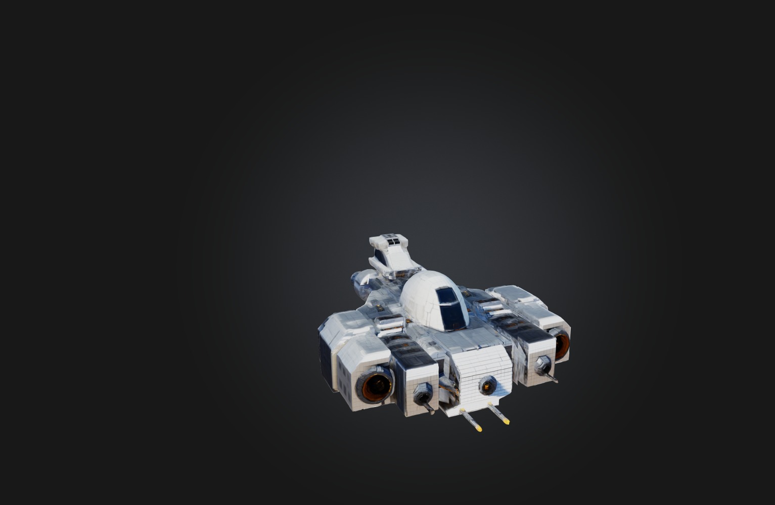 Voxel Spaceship Low-poly 3D model_4