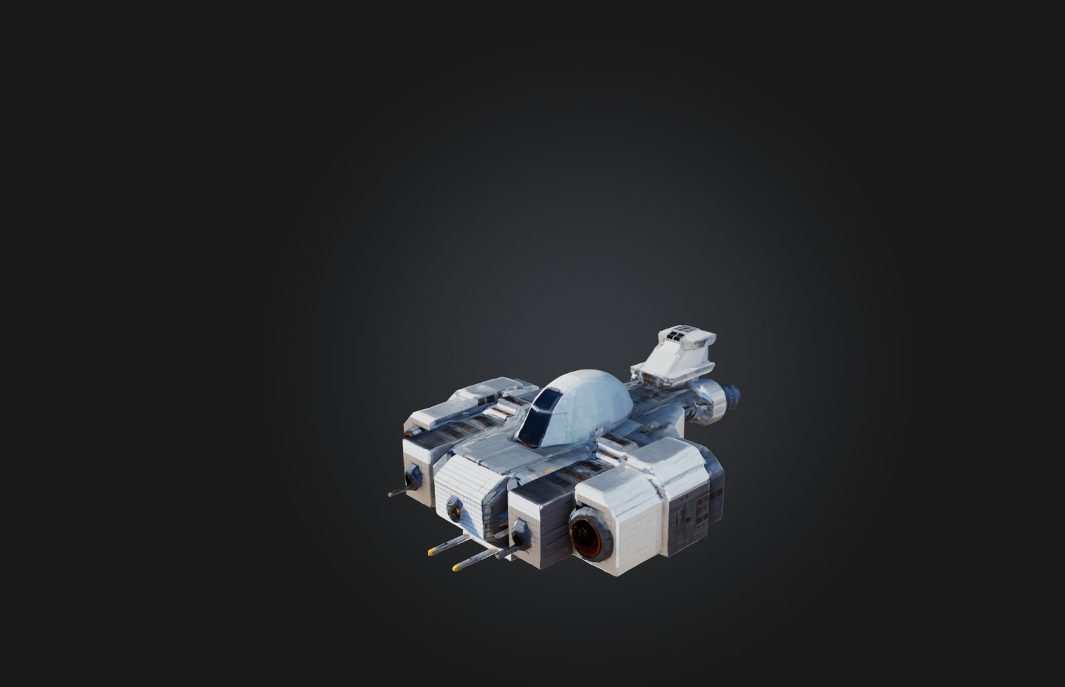 Voxel Spaceship Low-poly 3D model_2