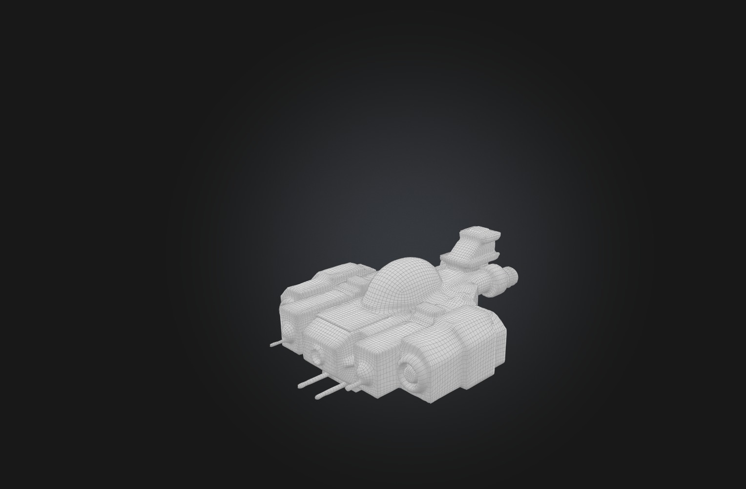 Voxel Spaceship Low-poly 3D model_1