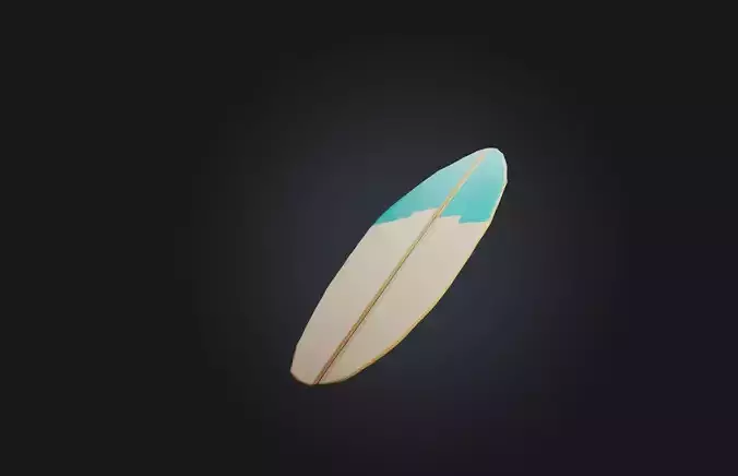 Voxel Surfboard Low-poly 3D model