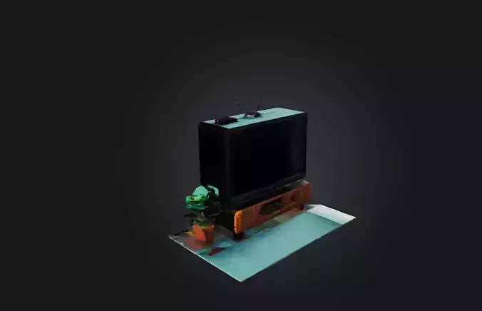 Voxel TV Low-poly 3D model