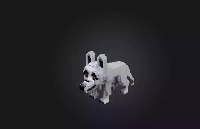 Voxel Wolf Low-poly 3D model