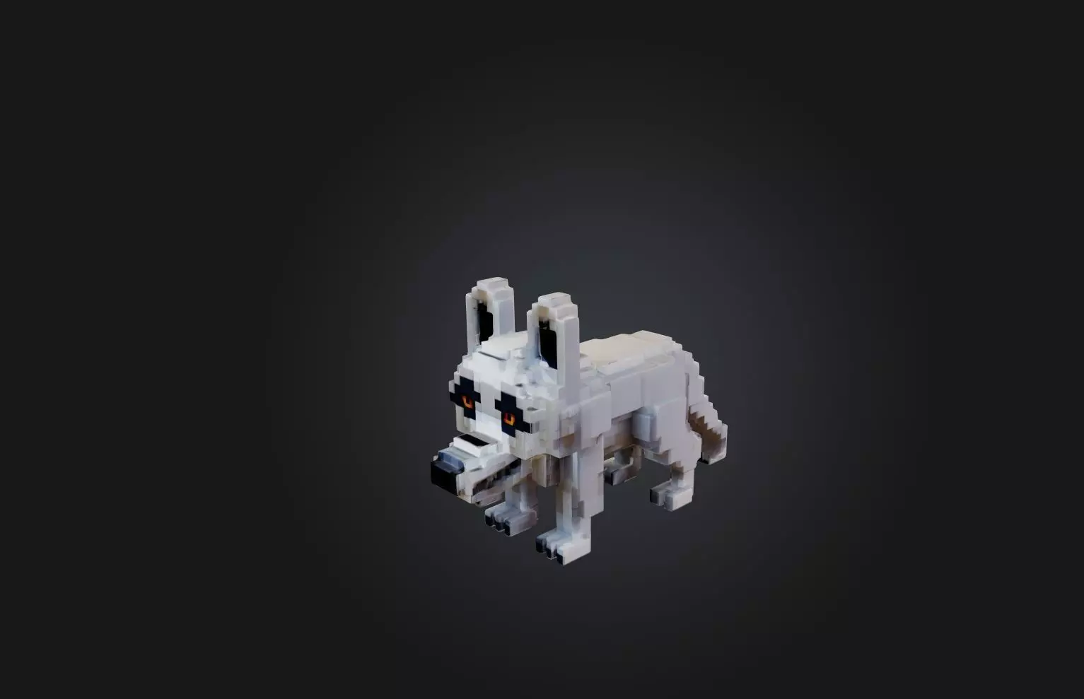 Voxel Wolf Low-poly 3D model_0