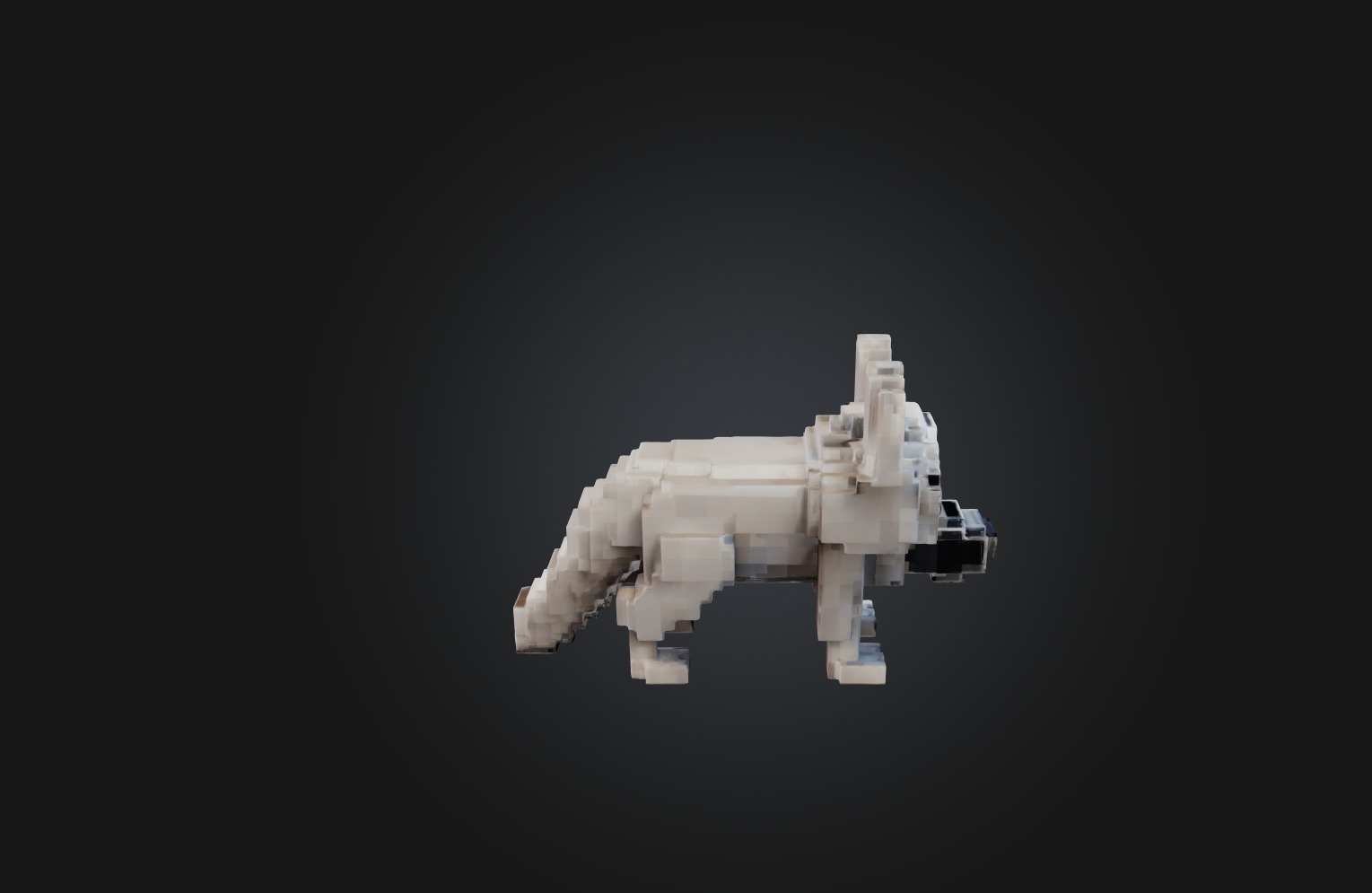 Voxel Wolf Low-poly 3D model_4