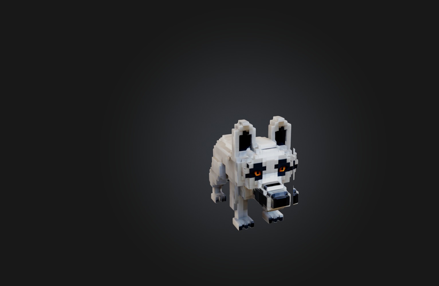 Voxel Wolf Low-poly 3D model_3