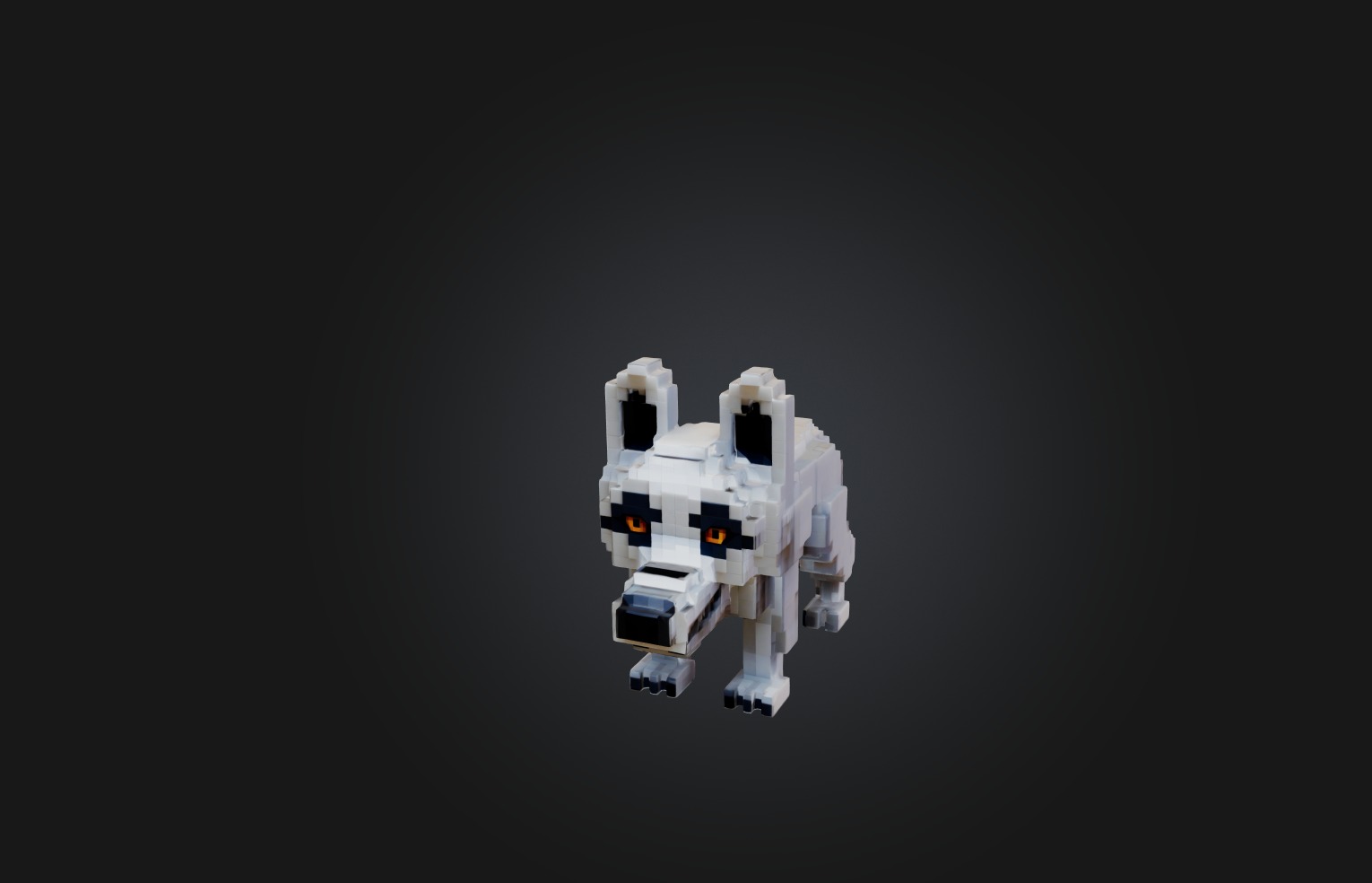 Voxel Wolf Low-poly 3D model_2