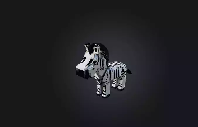 Voxel Zebra Low-poly 3D model