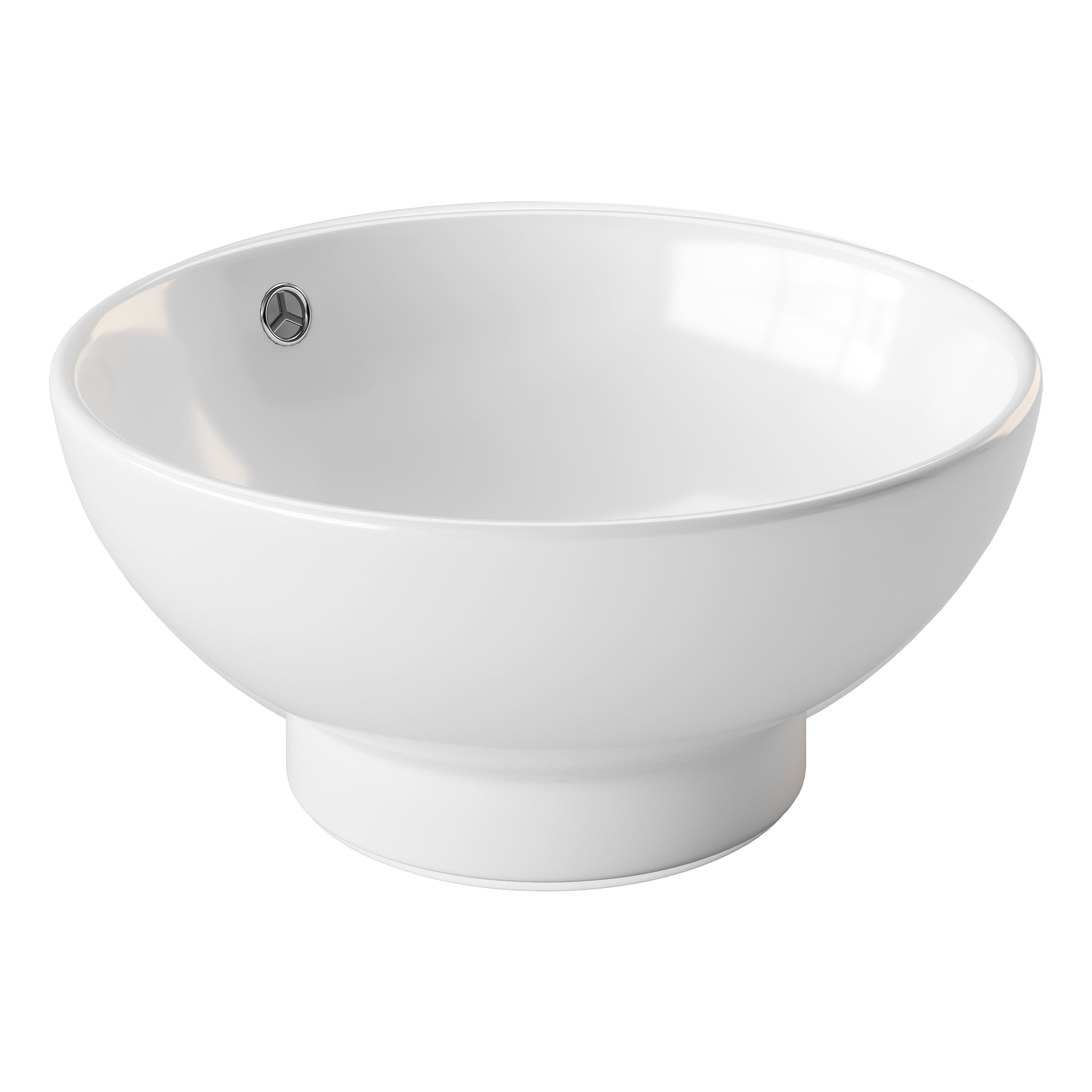 Round Countertop Vessel Bathroom Sink White with Overflow 3D model_10