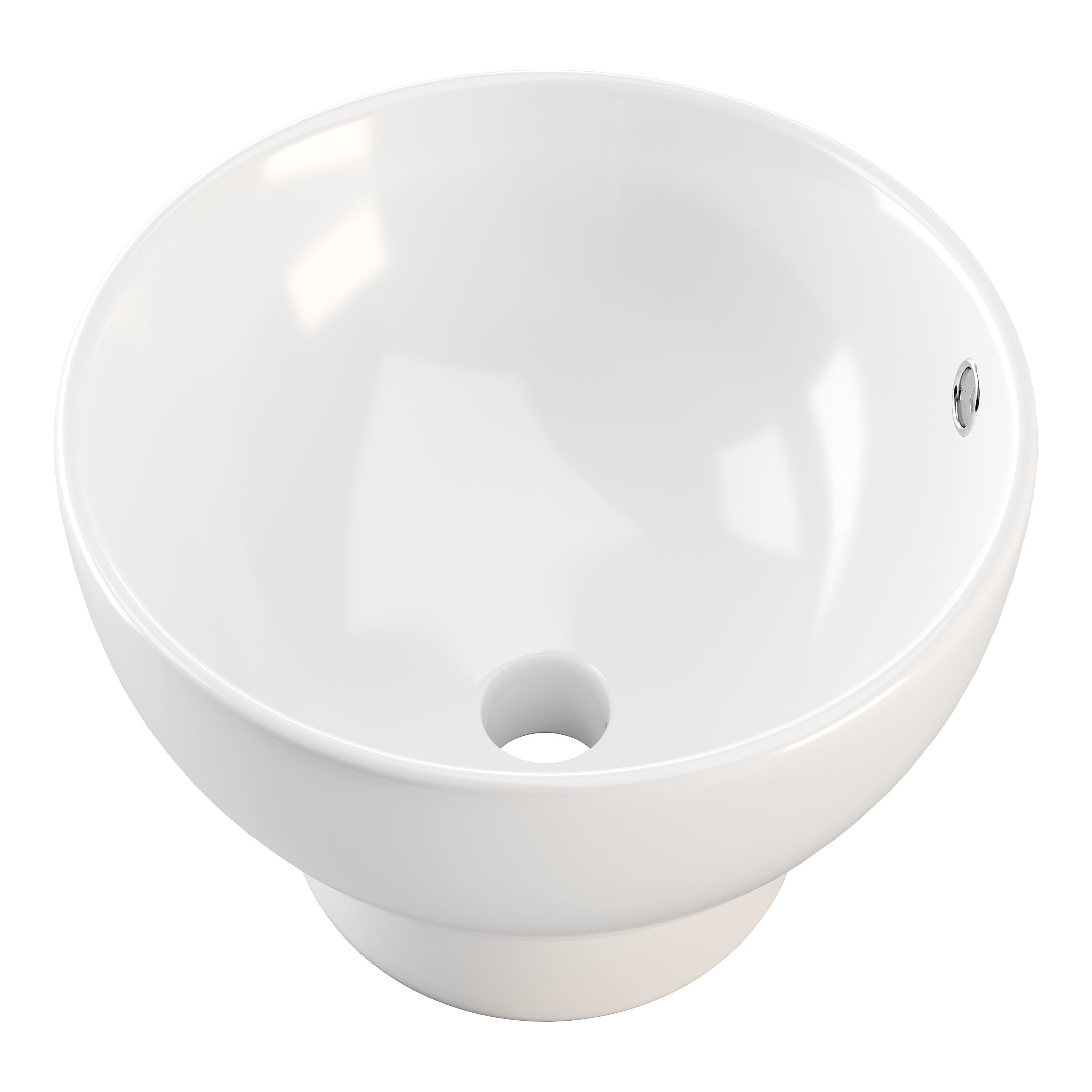 Round Countertop Vessel Bathroom Sink White with Overflow 3D model_8