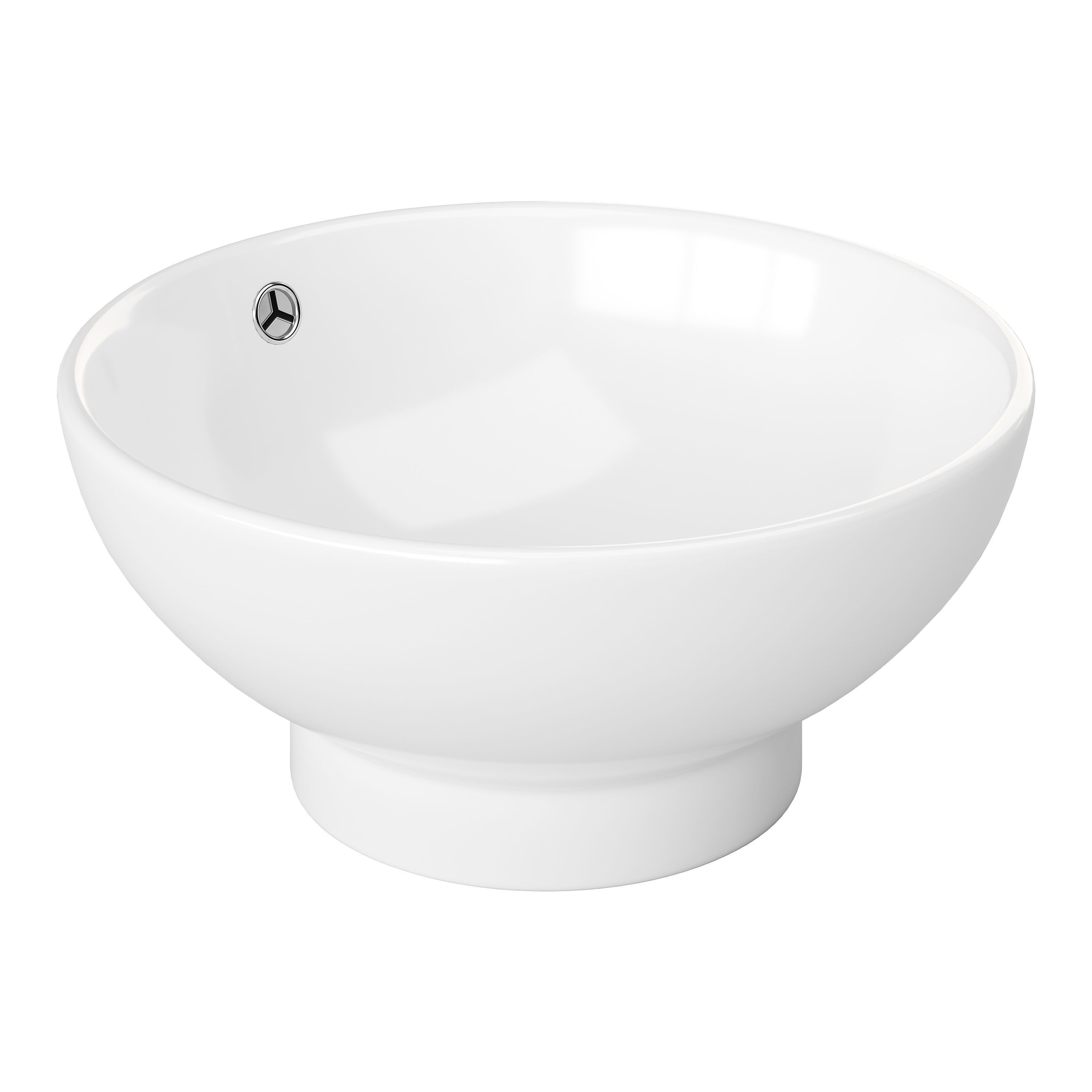 Round Countertop Vessel Bathroom Sink White with Overflow 3D model_5
