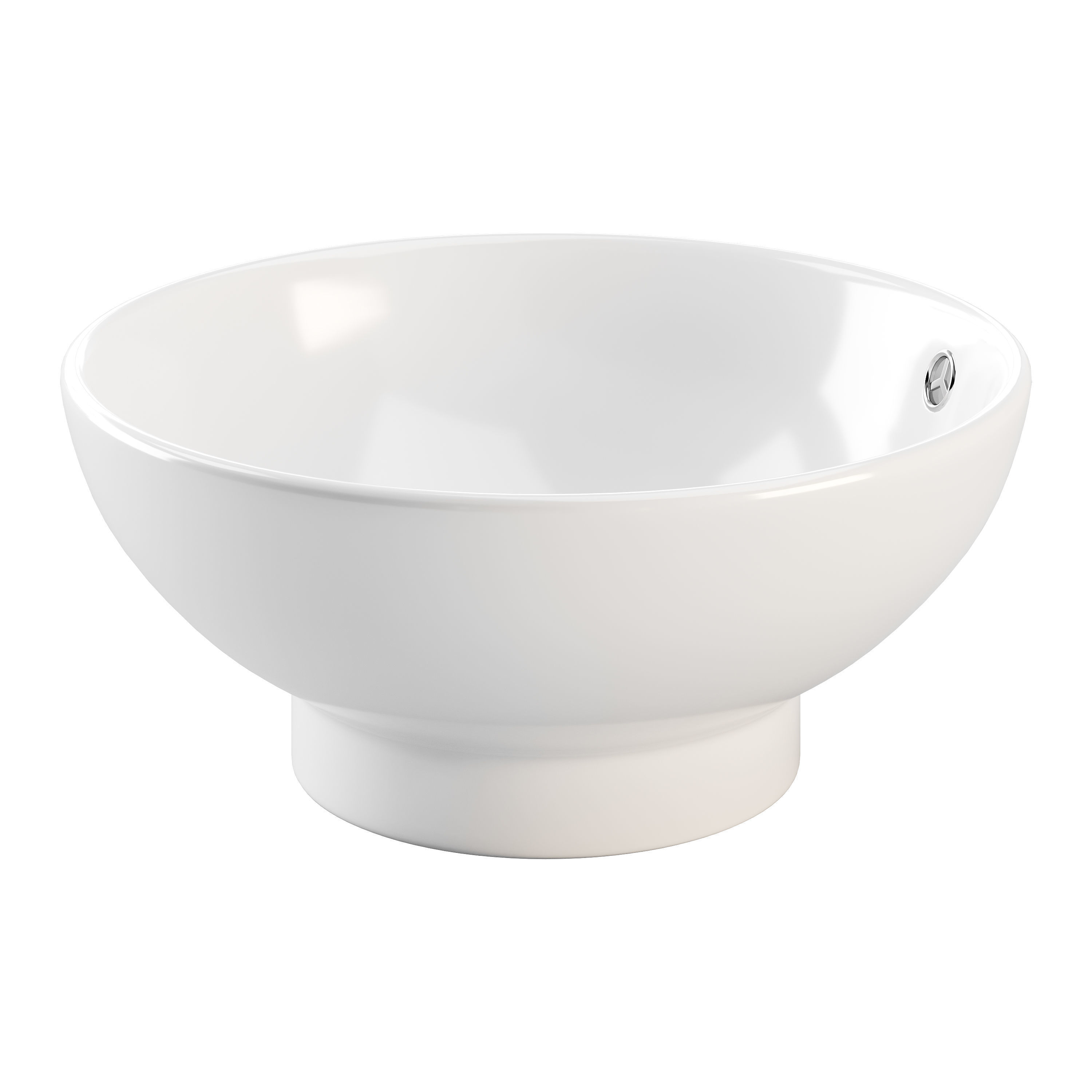 Round Countertop Vessel Bathroom Sink White with Overflow 3D model_9