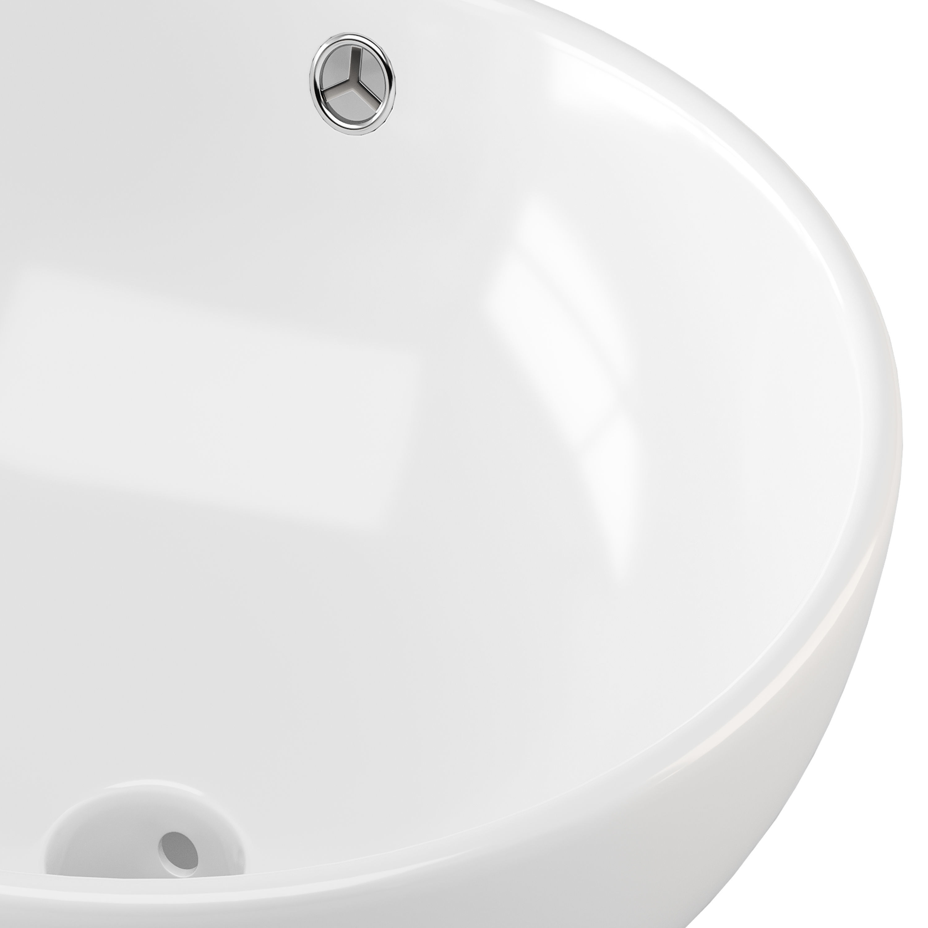 Round Countertop Vessel Bathroom Sink White with Overflow 3D model_6