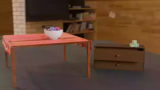 Wooden Drawer Probs Manuall Material LowPoly