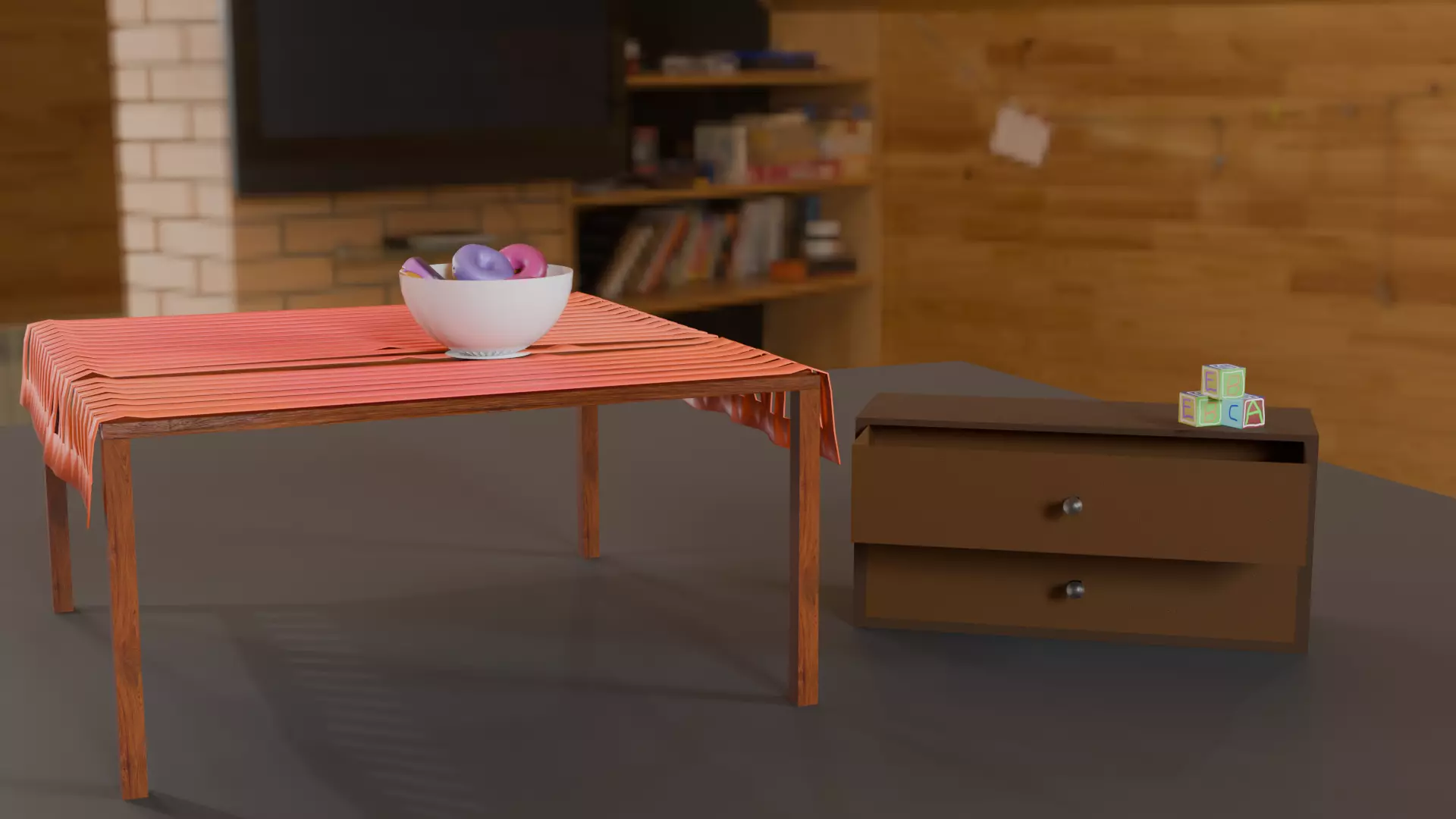 Wooden Drawer Probs Manuall Material LowPoly Free low-poly 3D model_0