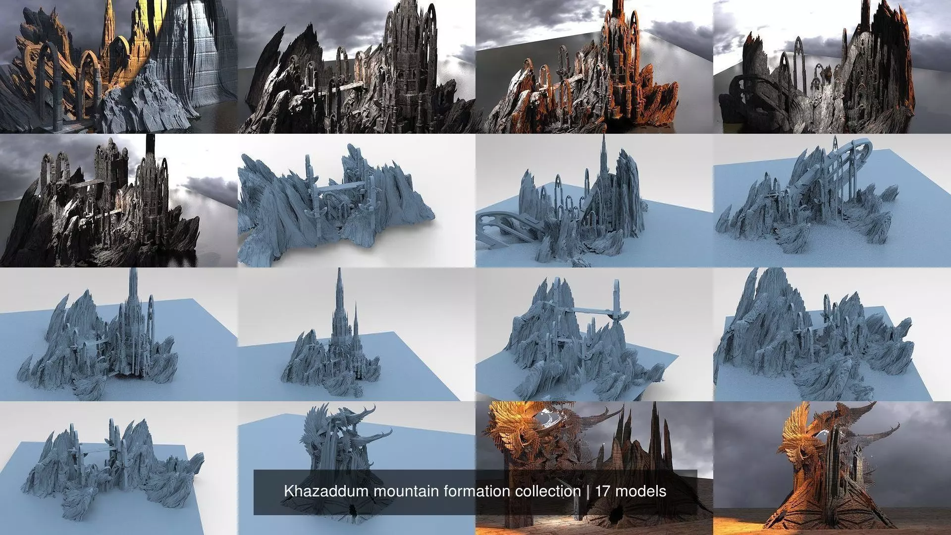Khazaddum mountain formations 3D Model Collection_0