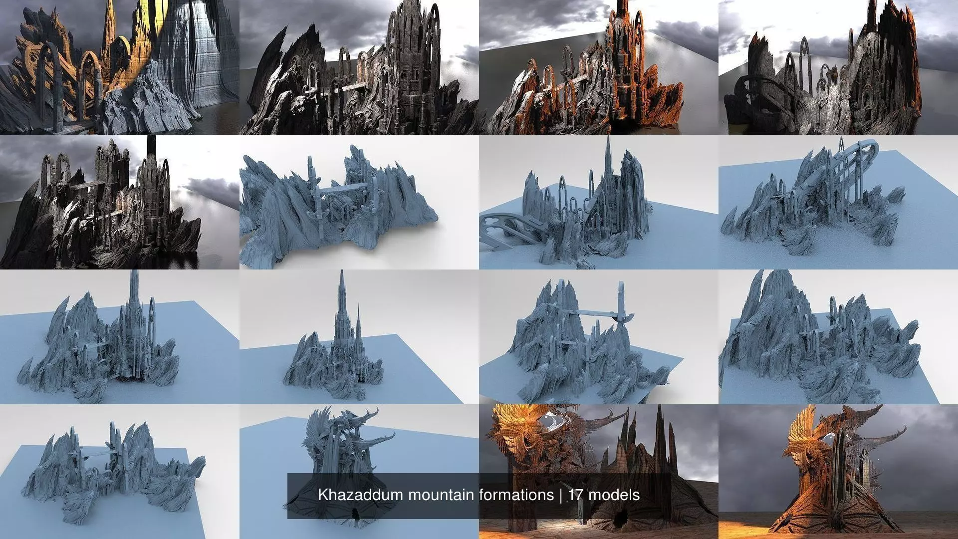 Khazaddum mountain formations 3D Model Collection_1
